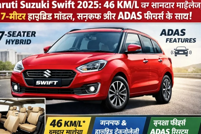 Maruti Suzuki Swift 2026: 46 KM/L का शानदार माइलेज, 7-सीटर हाइब्रिड मॉडल, सनरूफ और ADAS फीचर्स के साथ सिर्फ ₹3.55 लाख में